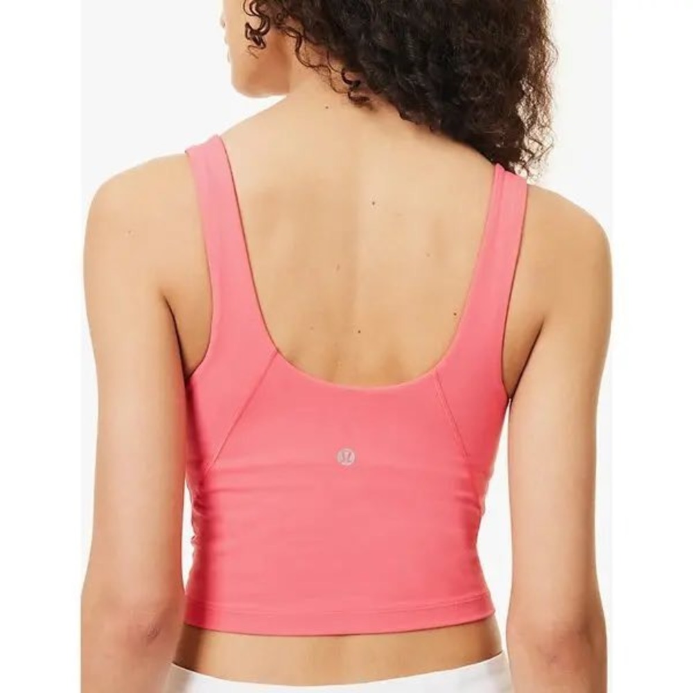 Lululemon Align Tank Top Coral Pink Nulu Yoga Crop Built-in Bra Size 2